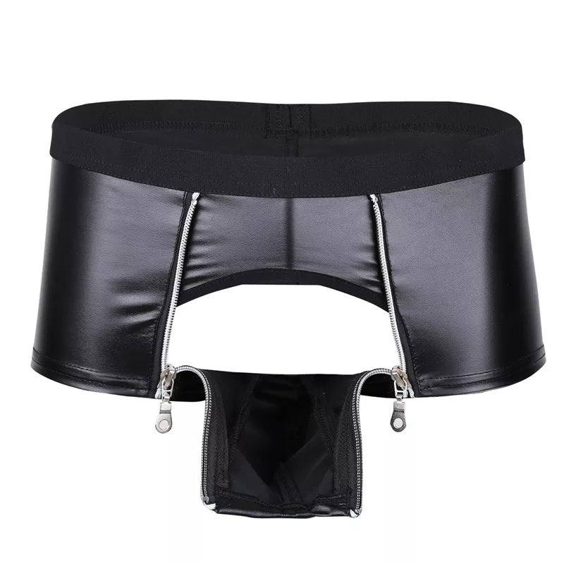 Come Closer Sexy Briefs | Faux Leather | Double Zipper | Stretch、mySite、bottomscart