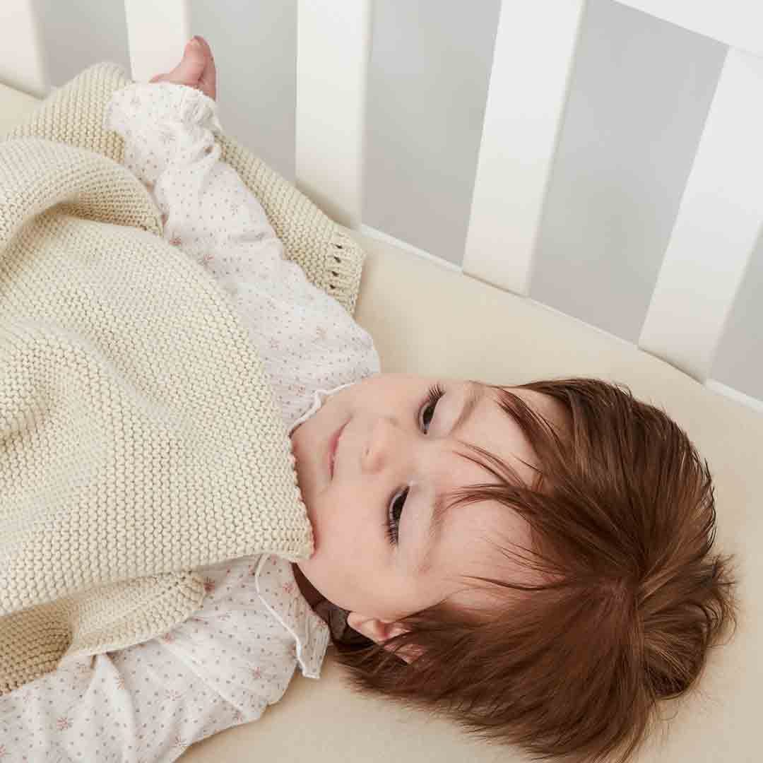  The Little Green Sheep Organic Knitted Cellular Baby Blanket - Linen、mySite、merchandisen