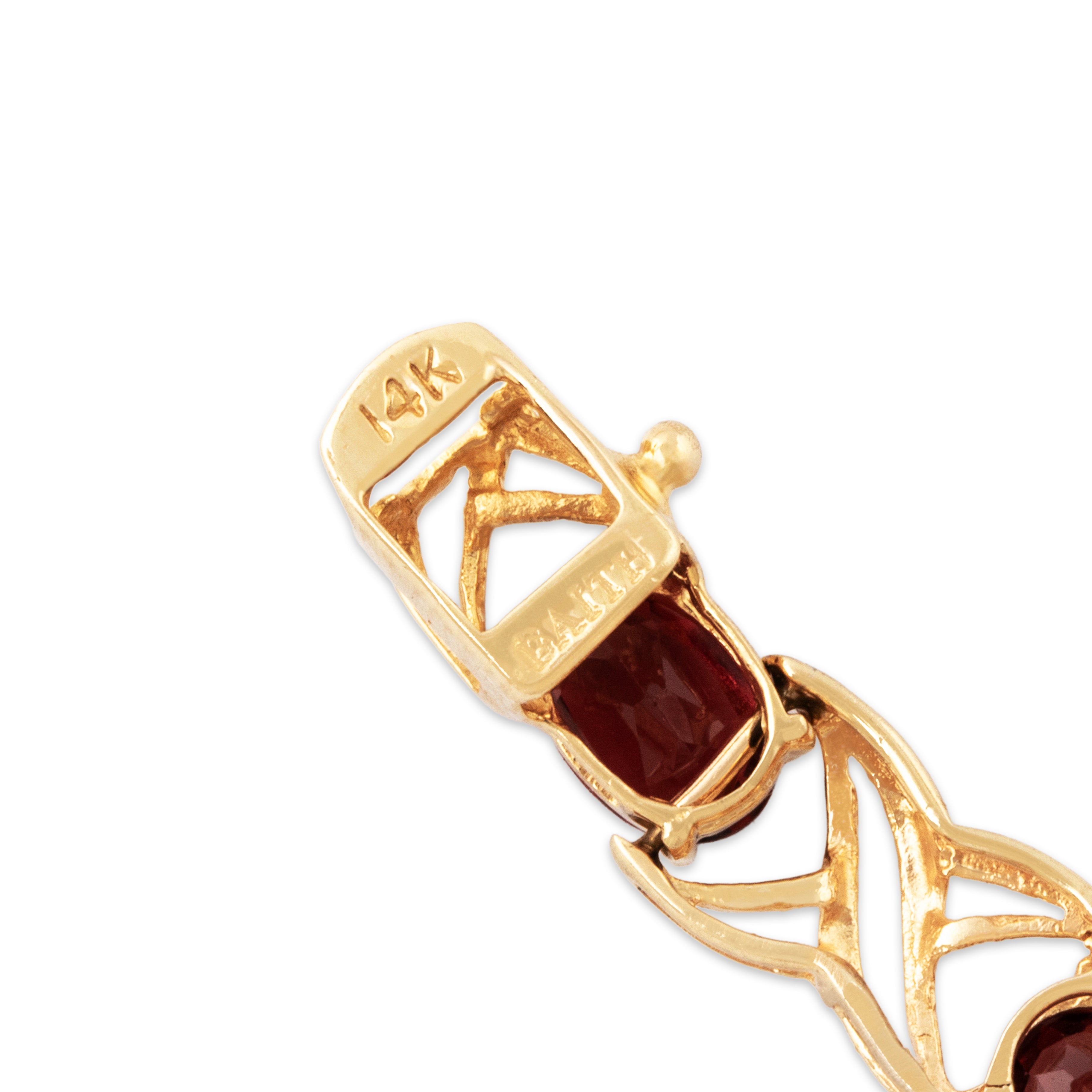 Vintage 14k Yellow Gold 6.3cttw Garnet Crossing Link Bracelet 7、mySite、hinf8tx79