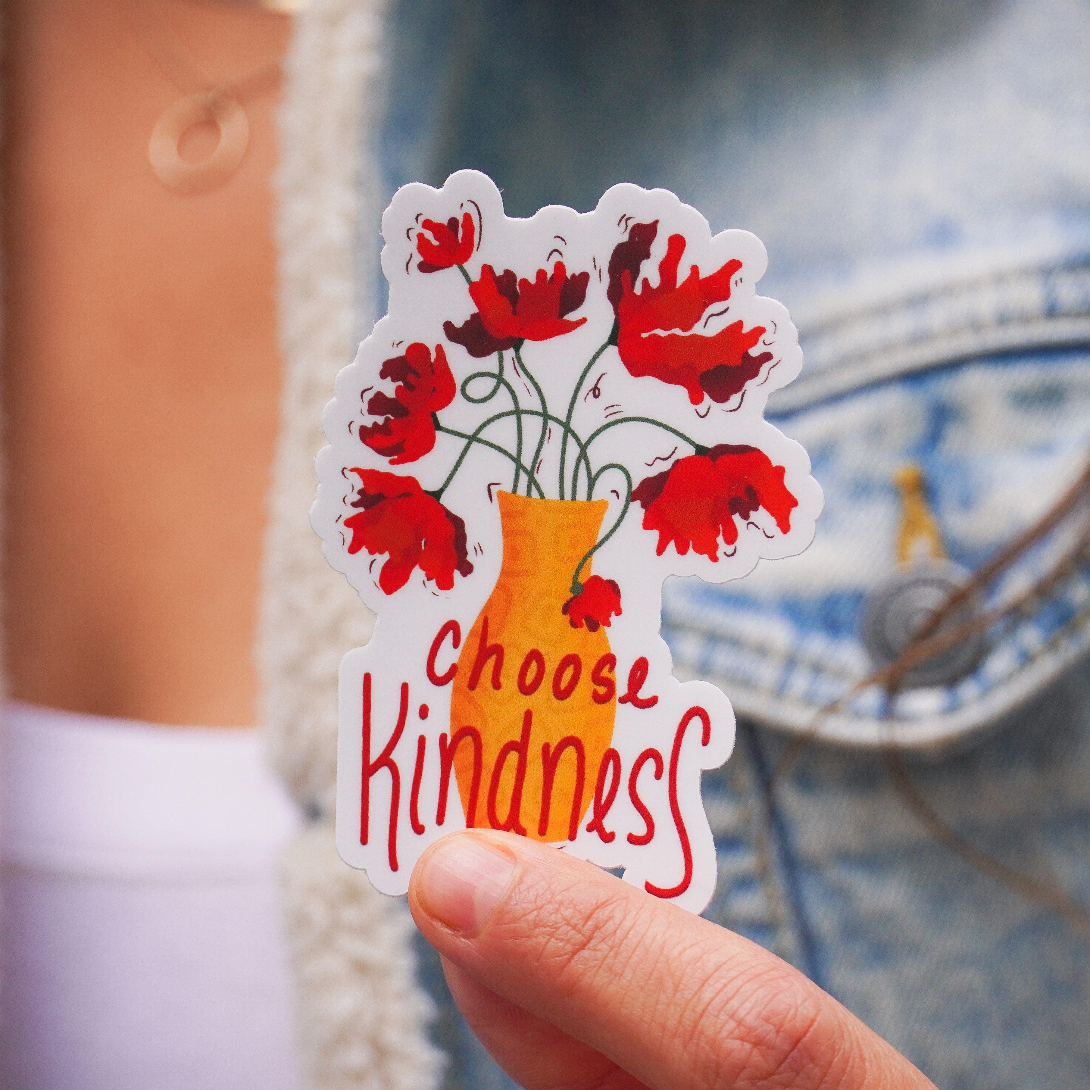  Choose Kindness Flower Vase Sticker、mySite、ghnorth