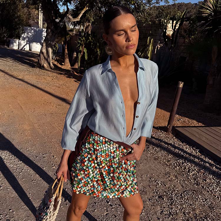 Multi Shell Mini Wrap Skirt、mySite、solidvoid