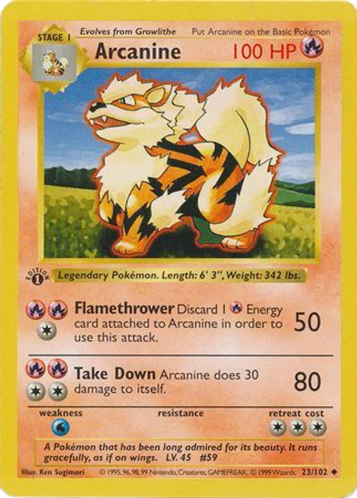 Arcanine - 23/102 - Uncommon 1st Edition、mySite、waistdrama