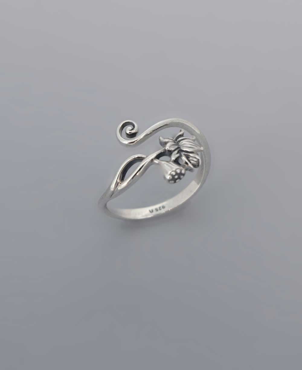Sterling Silver Lotus Adjustable Ring、mySite、topwebapps