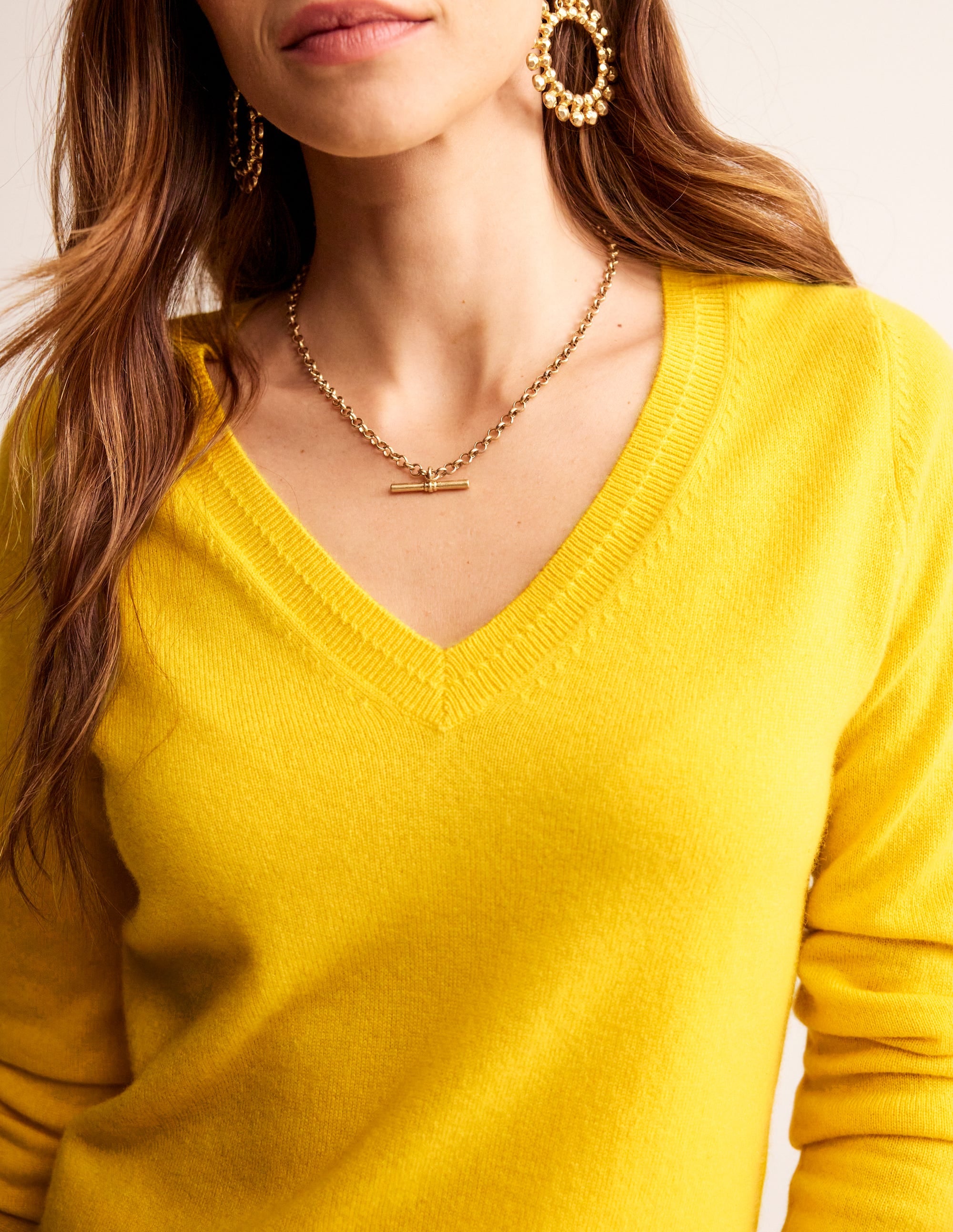  Eva Cashmere V-Neck Jumper-Pineapple Yellow、mySite、ashleygrahame
