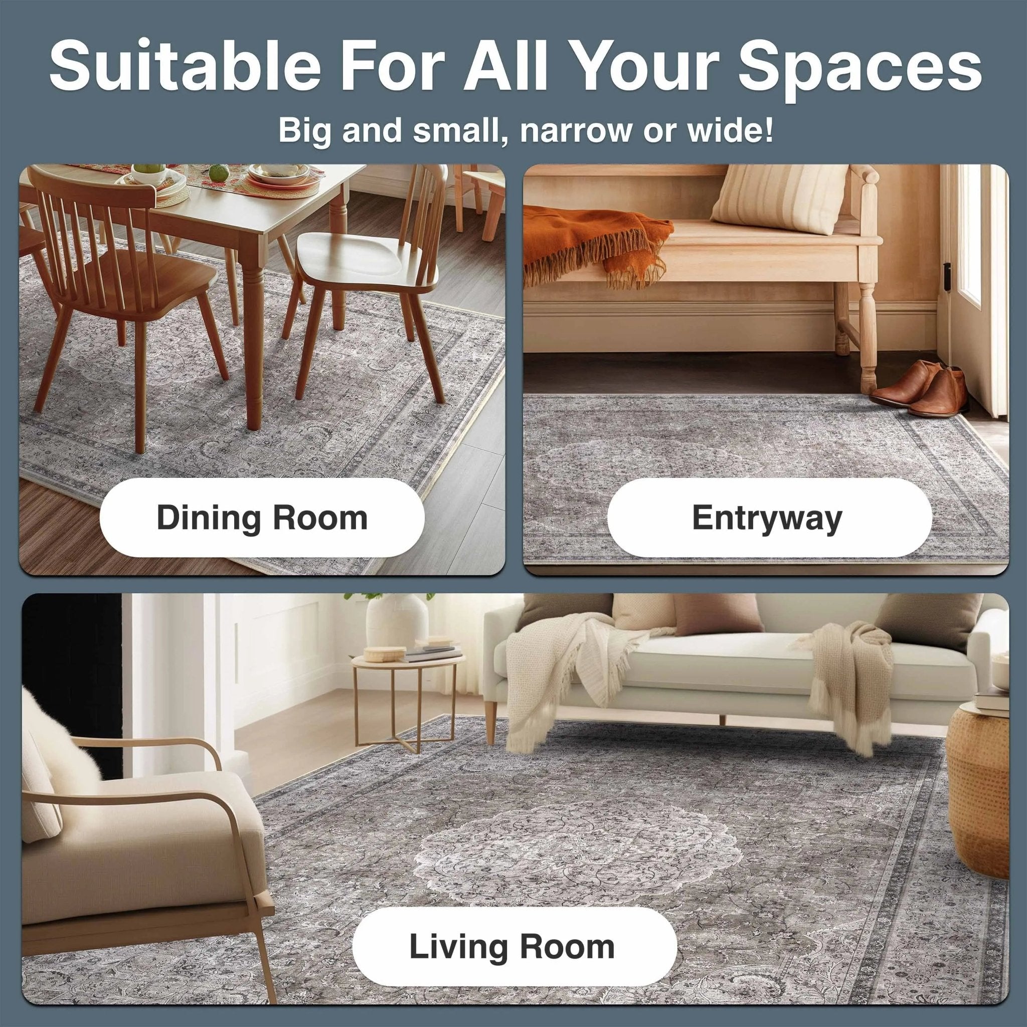 Asha 2-in-1 Odette Vintage Flat-Weave Rug + Rug Pad Included、mySite、gigharbornorthrealestate