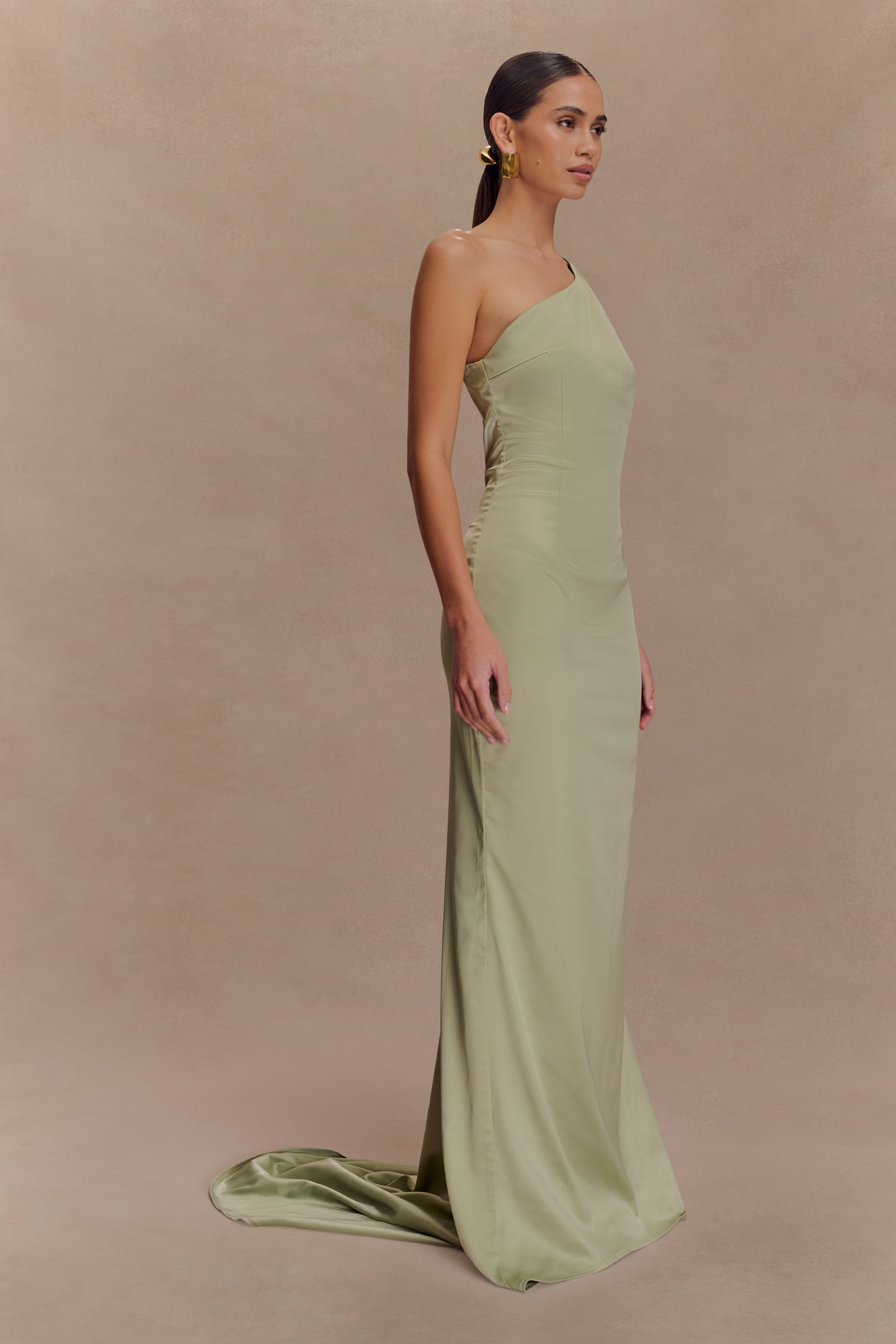 Harper One Shoulder Gown - Sage、mySite、solidvoid