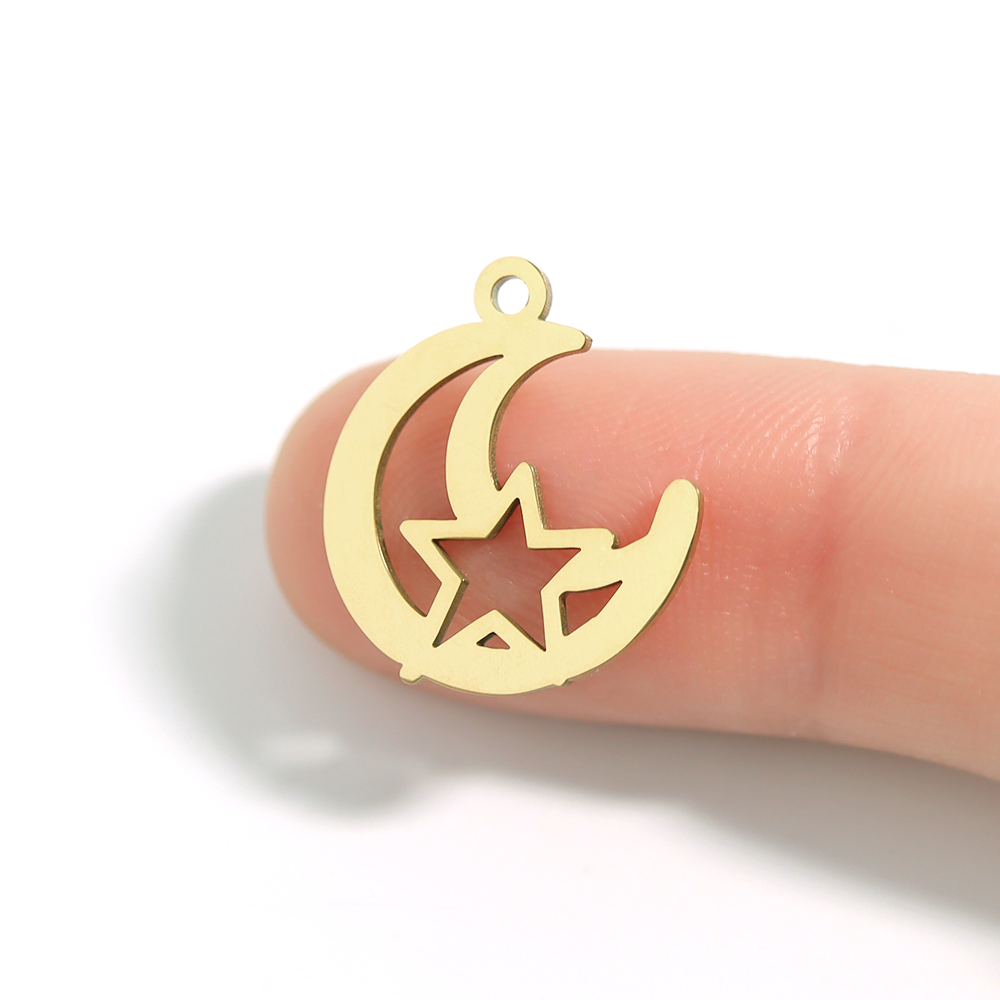 18K Gold PVD Stainless Steel Moon And Star Charm / PDL0019、mySite、dreamappss