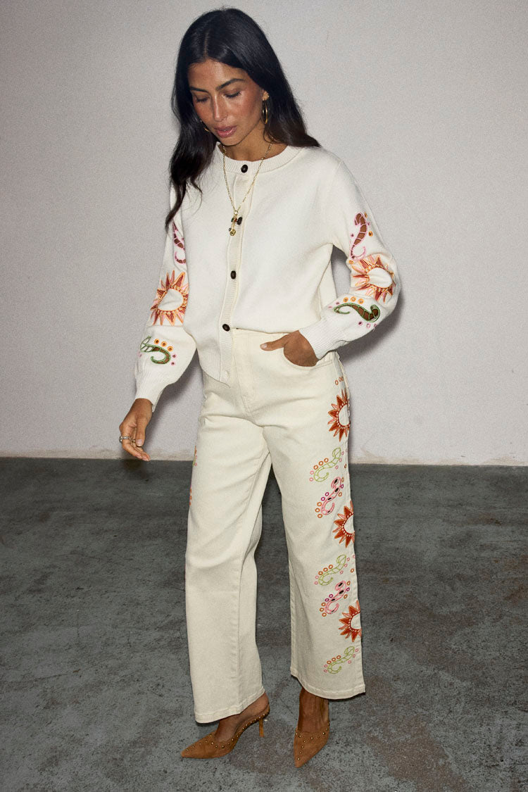 Ecru Enchanted Cut Work Scallop Jeans、mySite、solidvoid