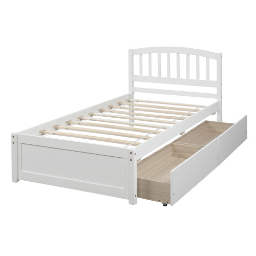 Twin Platform Storage Bed Wood Bed Frame with Two Drawers and Headboard, Espresso(Previous SKU: SF000062PAA)、、casual