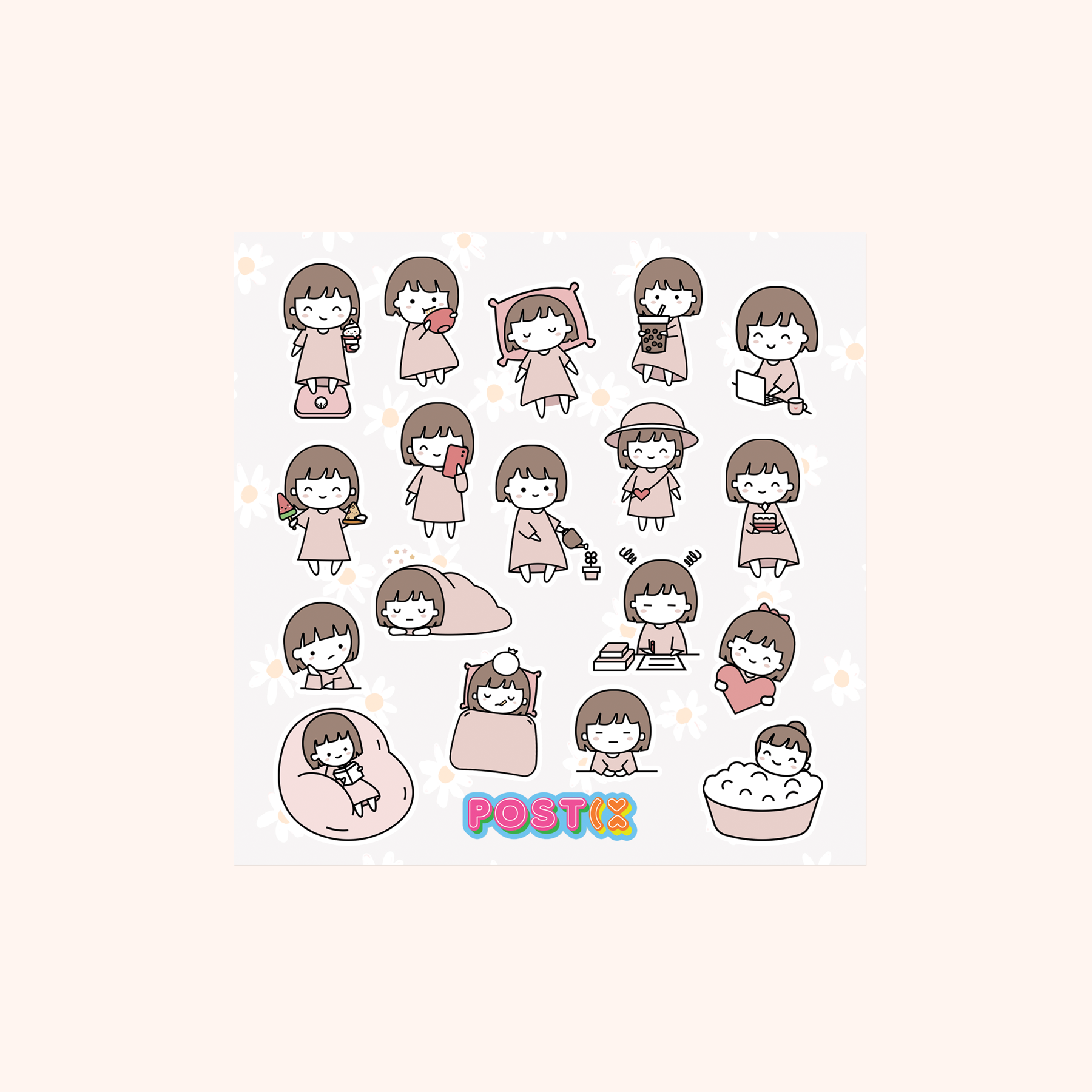  My Cute Week Square Sticker Sheet、mySite、ghnorth