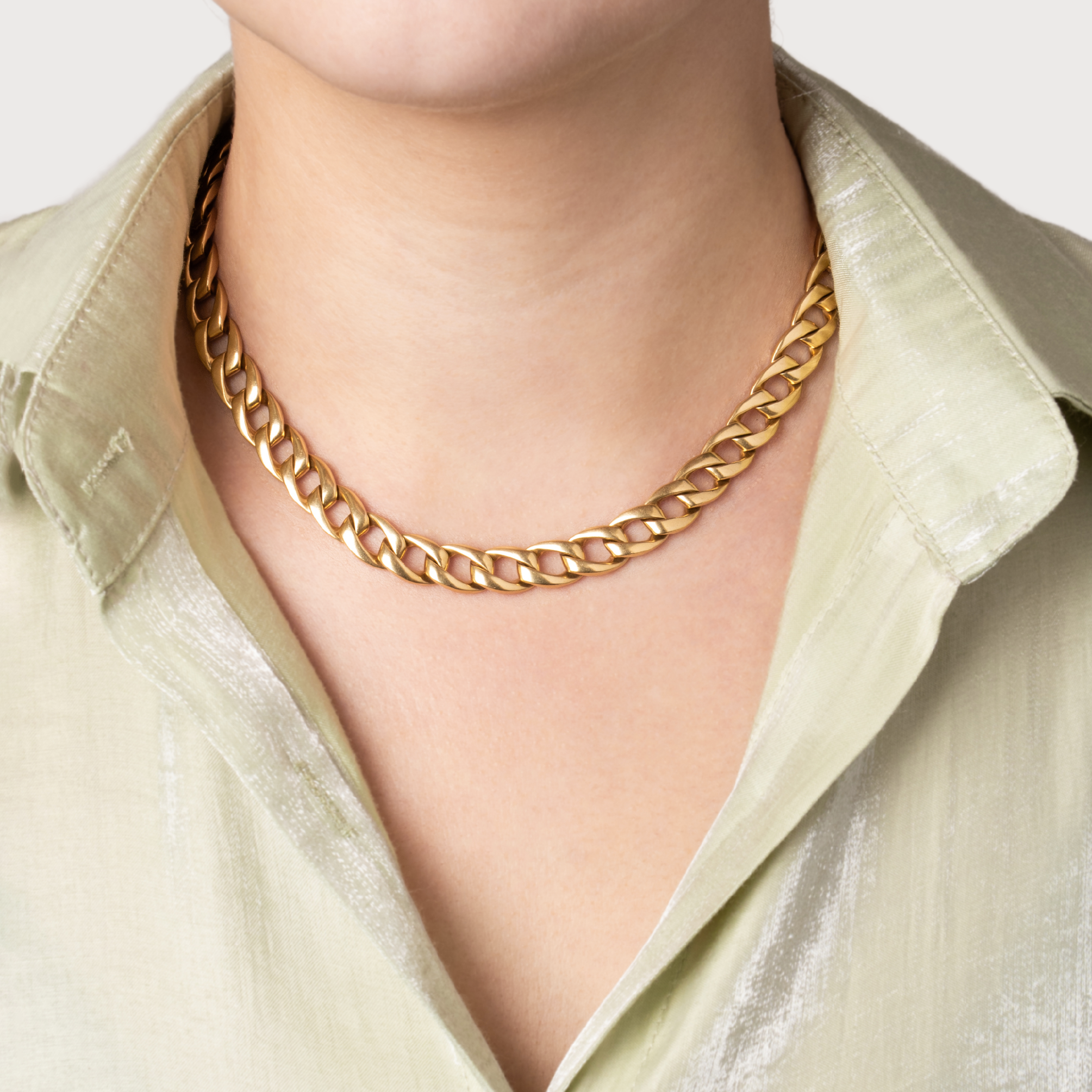 Heavy Cartier French 18k Yellow Gold Curb Link Necklace 16、mySite、hinf8tx79