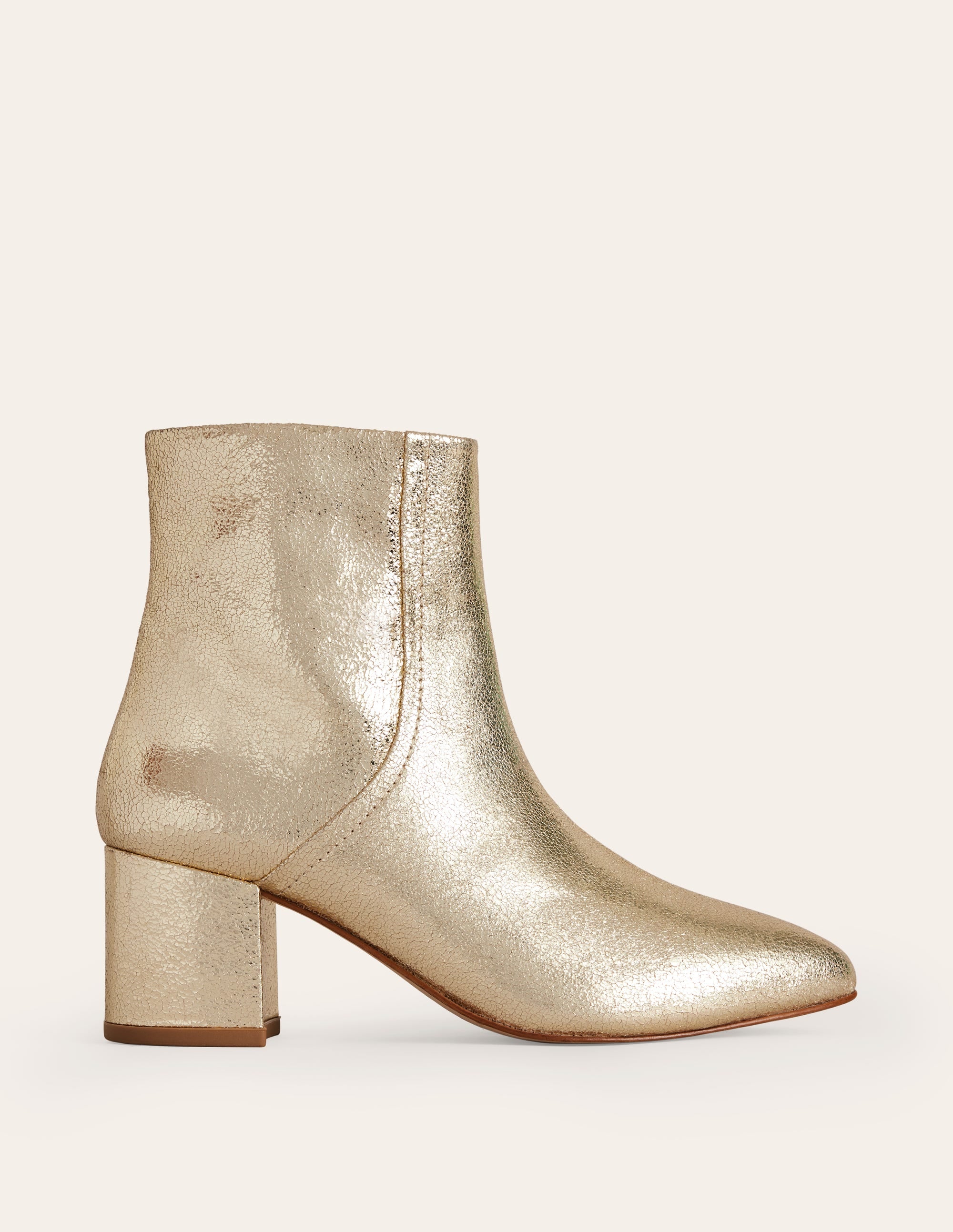  Block Heel Leather Ankle Boots-Gold、mySite、ashleygrahame