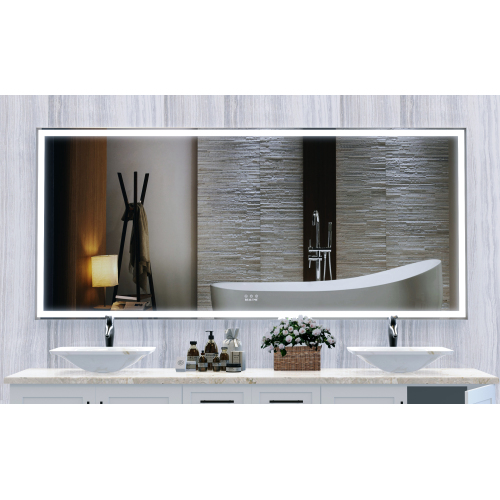 72X32 inch Oversized LED Bathroom Mirror Wall Mounted Mirror with 3 Color Modes Aluminum Frame Wall Mirror Large Full Length Mirror with Lights Lighted Full Body Mirror for Bedroom Living Room, Silver、、xpatfood