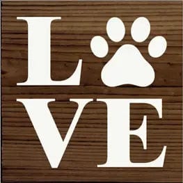 Love - Pawprint Wood Sign Handmade in the USA、mySite、g9winljtr