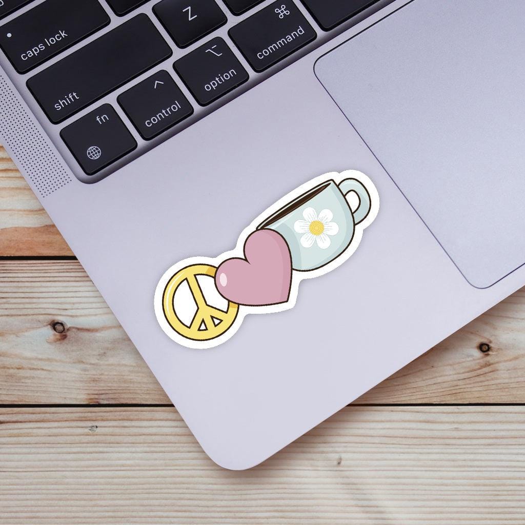  Peace, Love, and Coffee Sticker、mySite、ghnorth
