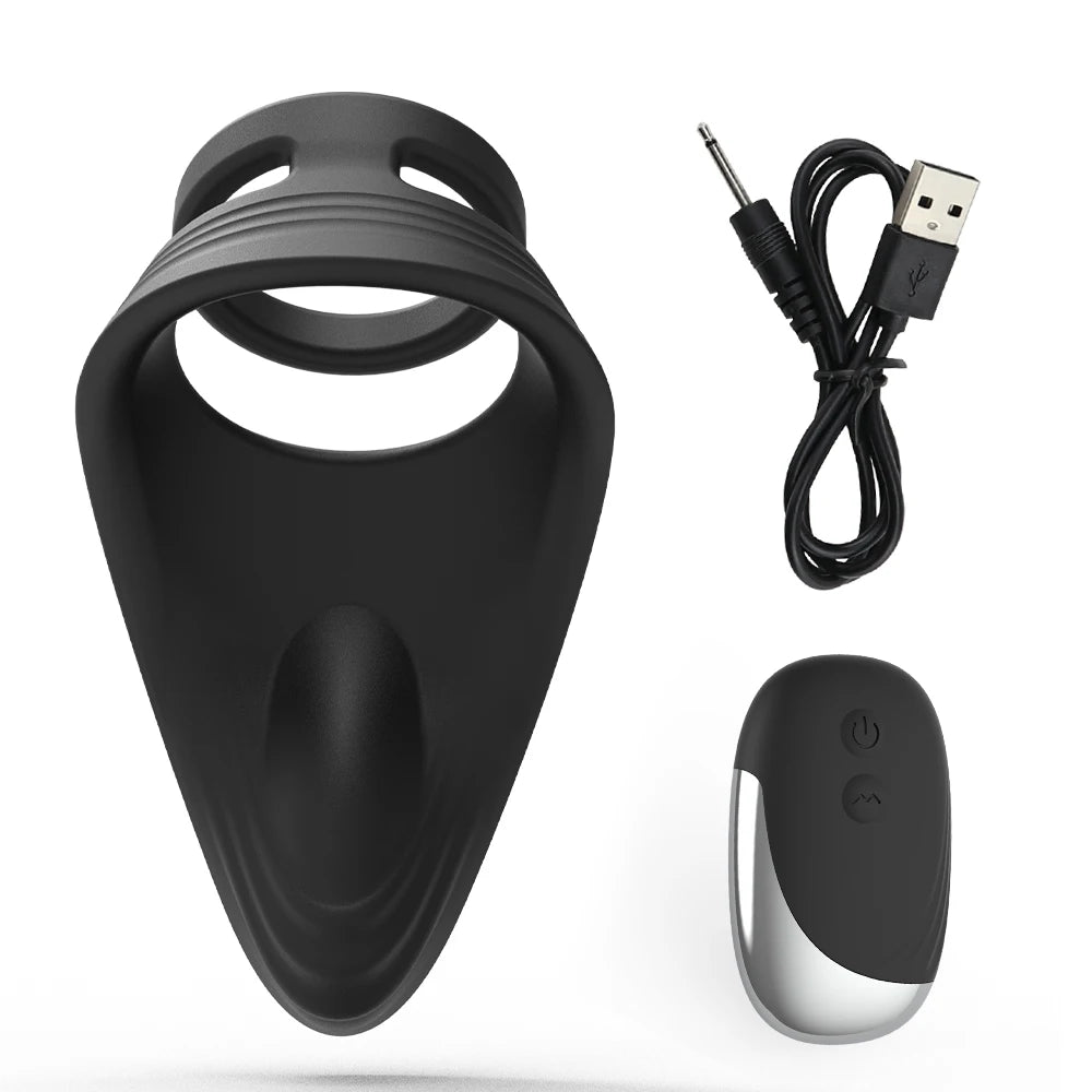 Calex Vibrating 3 Way Penis Ring | Stretchy | 10 Modes | Remote Control | USB | Extra Girth、mySite、bottomscart