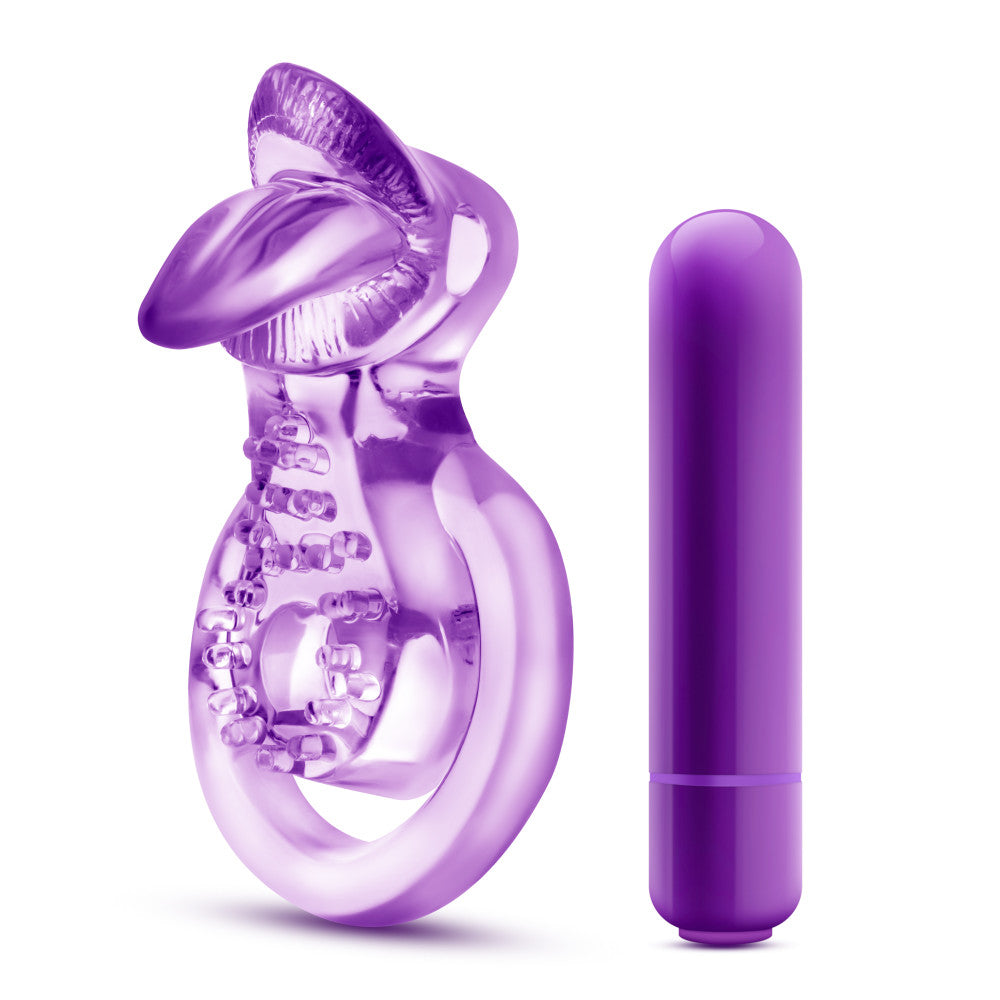 Play With Me By Blush® | Lick It: Purple Vibrating Double Strap Penis Ring、mySite、bottomscart