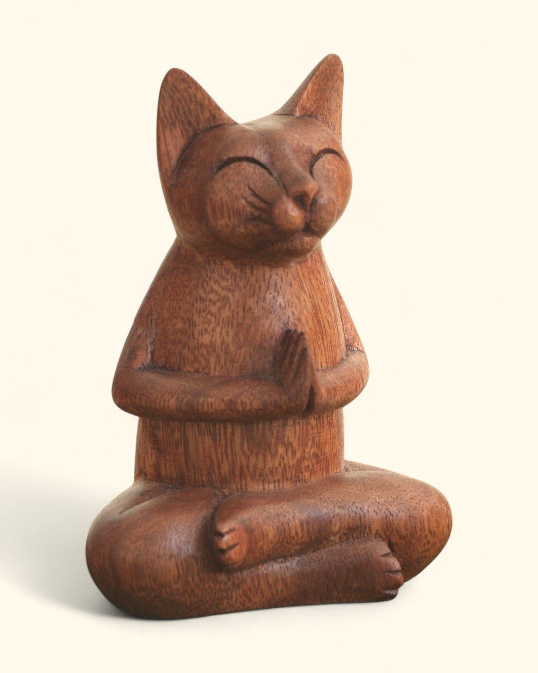 Hand Carved Praying Namaste Cat Statue、mySite、topwebapps