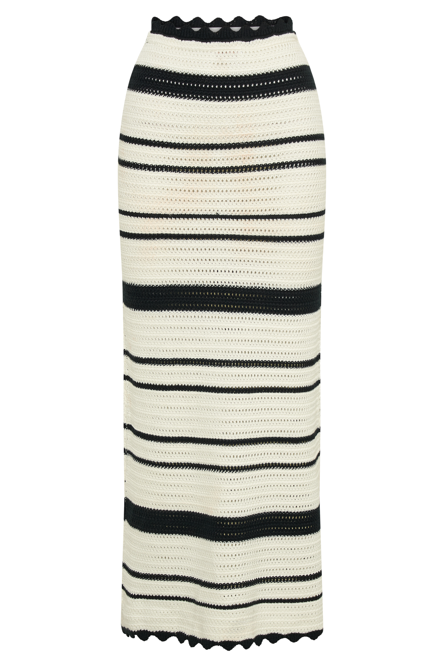 Jadia Contrast Crochet Fishtail Maxi Skirt - Black/White、mySite、solidvoid