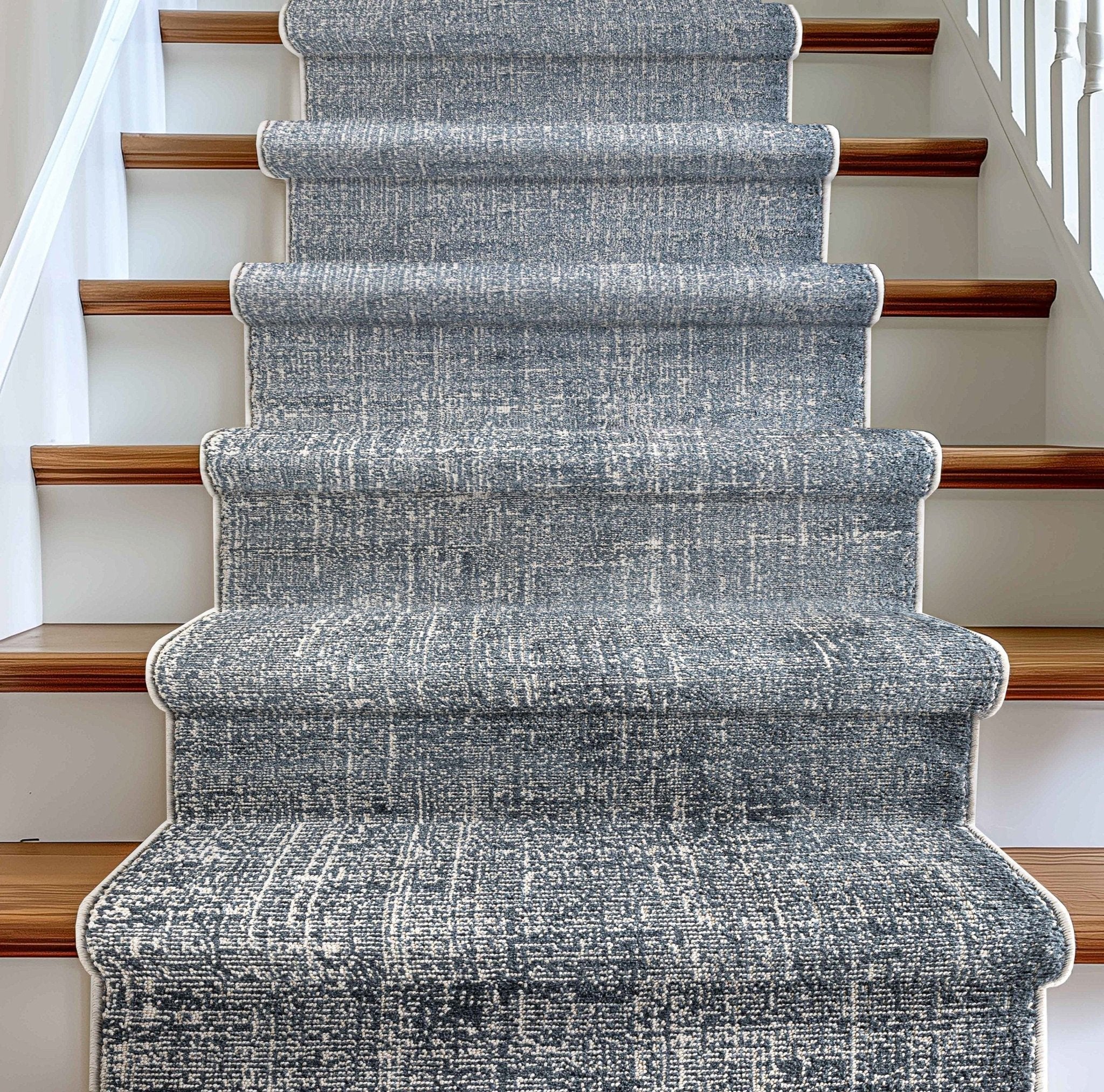 Custom Size Hallway & Stair Runner - Como Dark Blue Choose Your Width x Choose Your Runner Length- Made to Order Runner - Ultra-Soft, Tweed Tonal Colors - Looped Pile、mySite、gigharbornorthrealestate