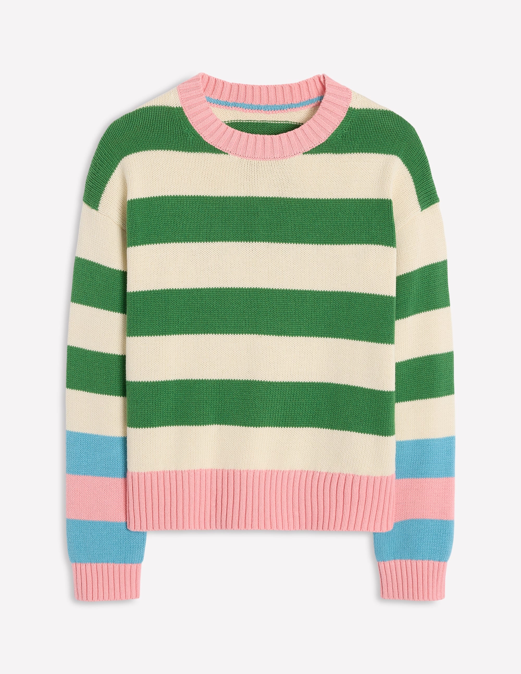  Lucinda Cotton Striped Sweater-Paradise Green, Pink Cuff、mySite、ashleygrahame