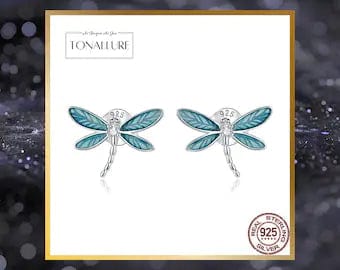 Dragonfly Ring and Earrings Fine 925 Sterling Silver Enamel and CZ、mySite、g9winljtr