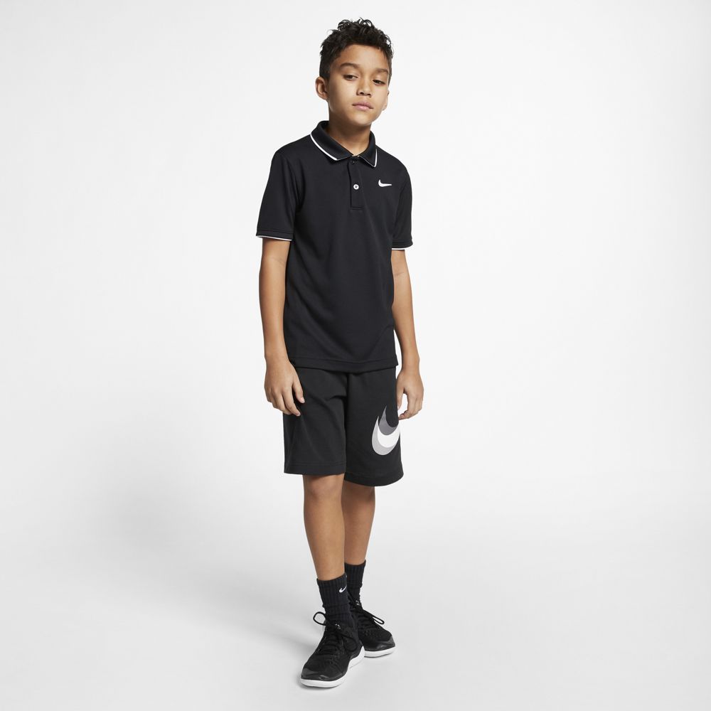 Nike Boys' Court Dri-FIT Team Polo (Black/White)