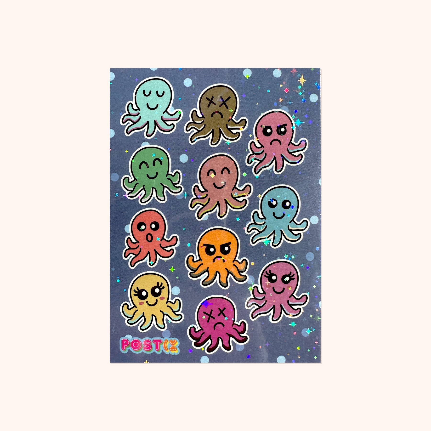 Octopus Moods Hologram Sticker Sheet、mySite、ghnorth