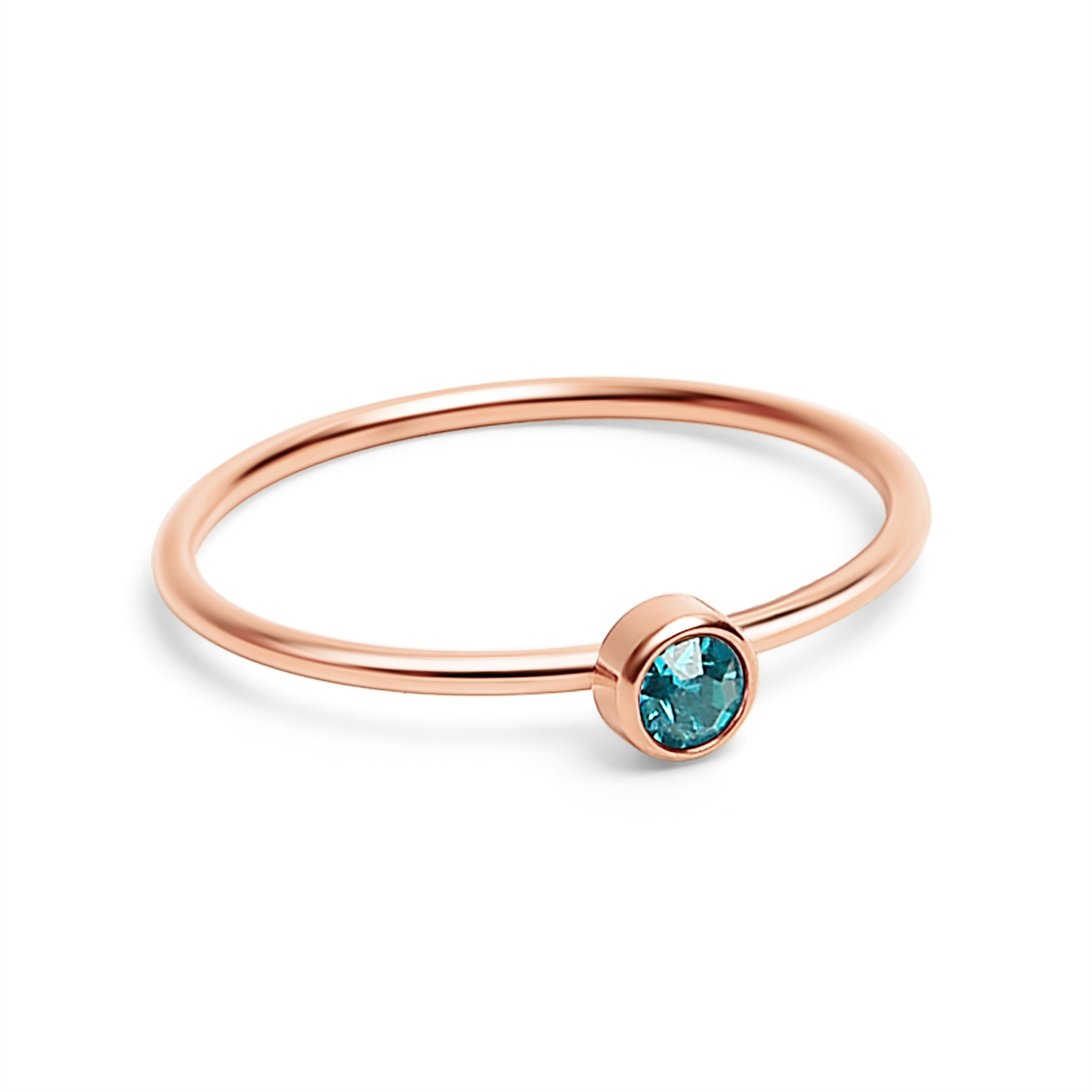 18K Rose Gold PVD Stainless Steel Birthstone Stacking Ring Size 3 / ZRJ1002、mySite、dreamappss