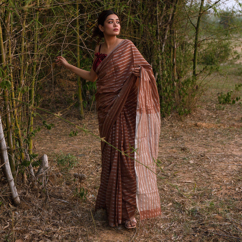 Handloom Cotton Brown Saree、mySite、camillekostekn