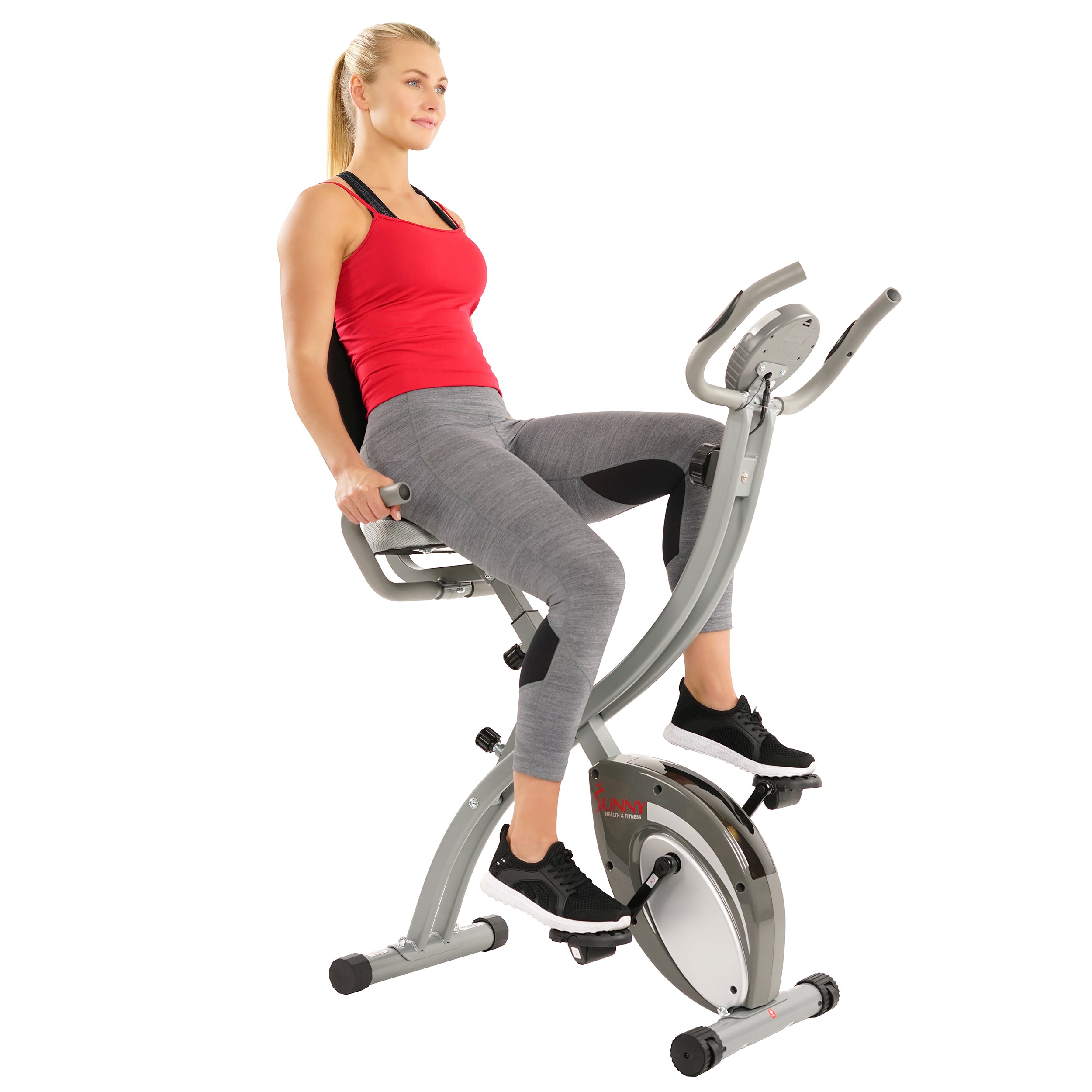  Upright Folding Magnetic Semi Recumbent Bike, Comfort XL w/ High Weight Capacity and Pulse Rate、mySite、ghnorth