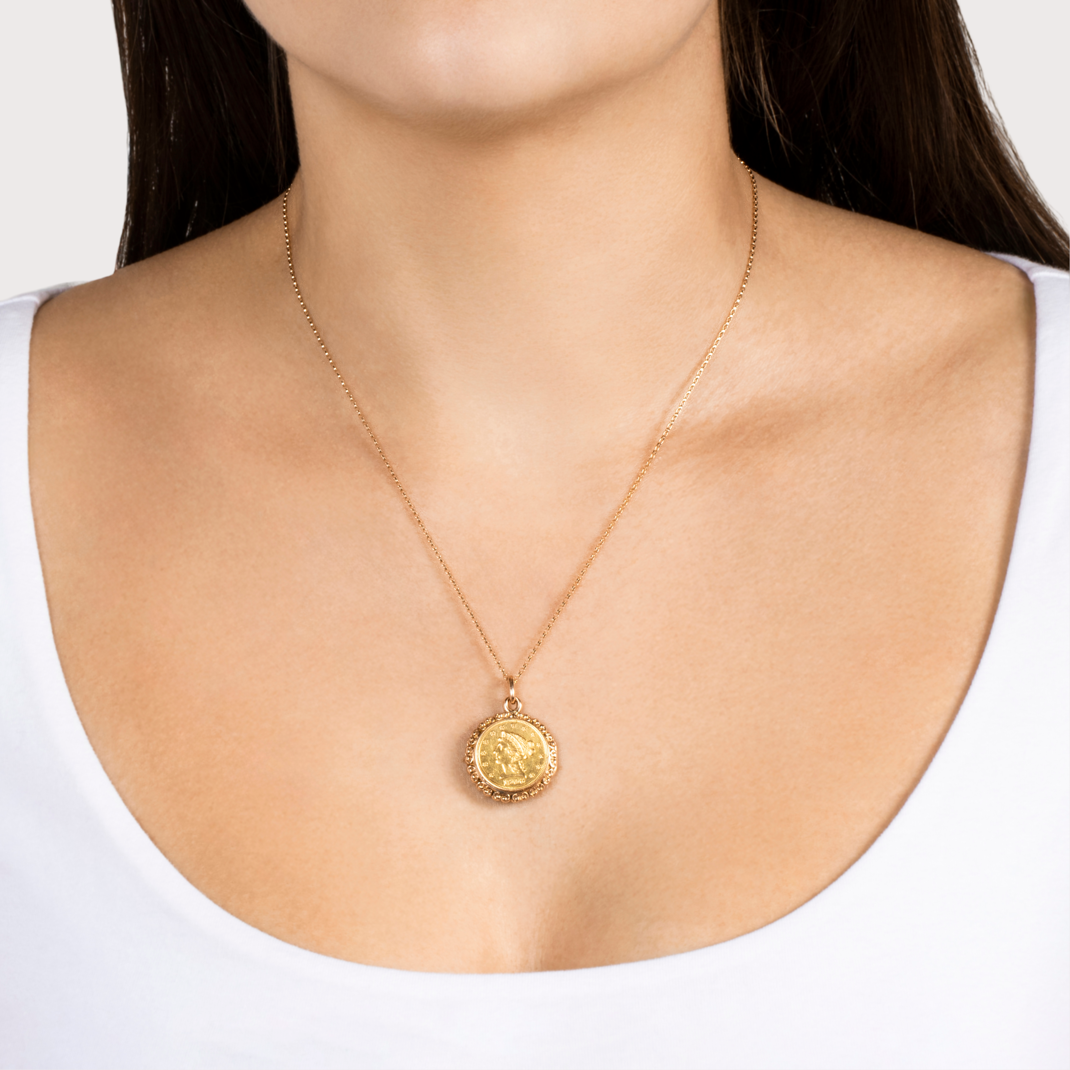 Antique 14k Bicolor Gold & Platinum 1906 Liberty Head Coin Locket Pendant、mySite、hinf8tx79