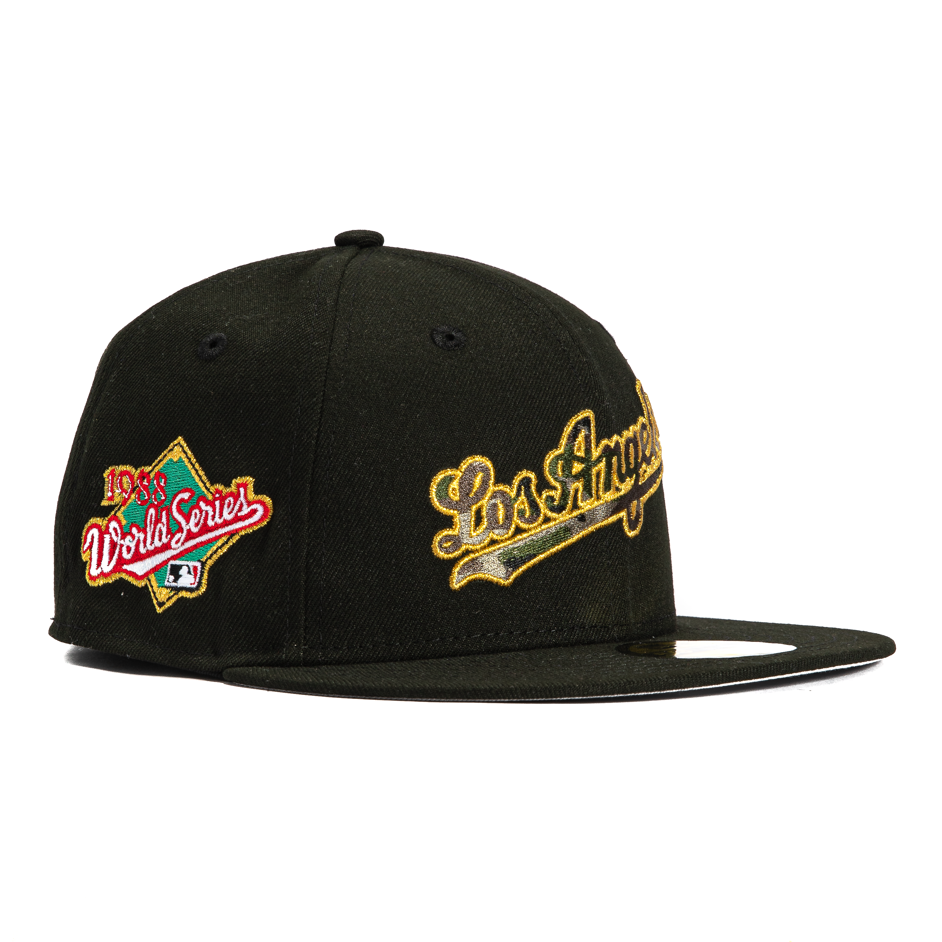 New Era 59Fifty Los Angeles Dodgers 1988 World Series Patch Camo Filled Script Hat - Black、mySite、vikingsvslions