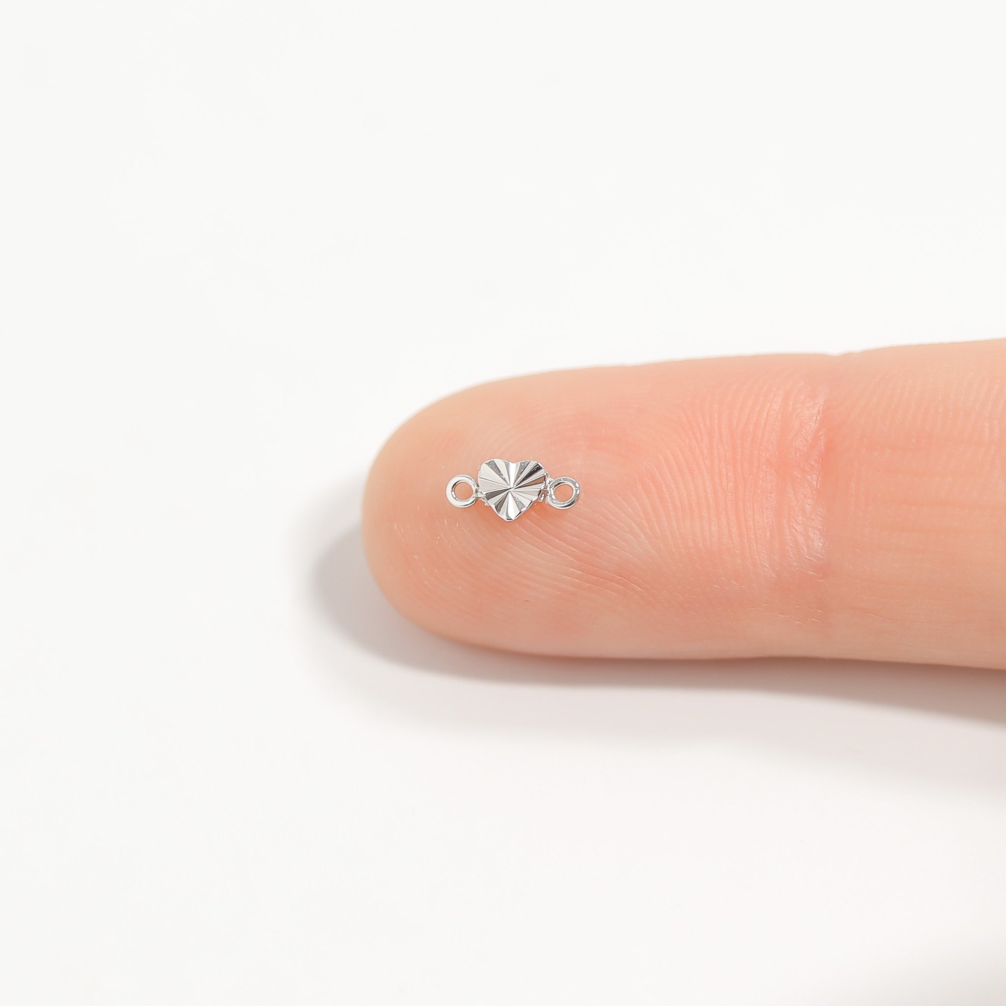 .925 Sterling Silver Sunburst Heart Connector Charm for Permanent Jewelry / PMJ1020、mySite、dreamappss