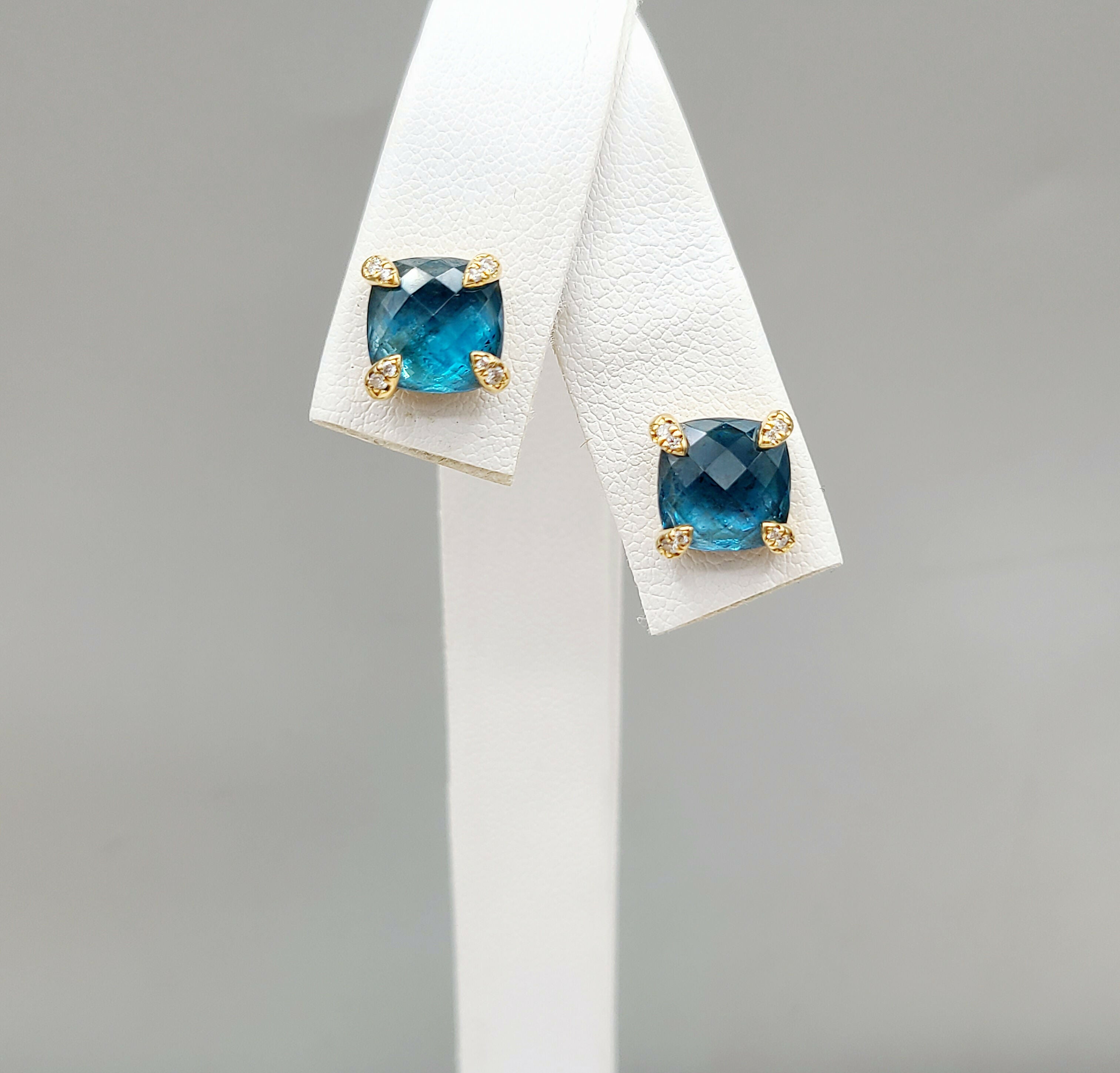 David Yurman Chatelaine Earrings Blue Topaz & Gold、mySite、hinf8tx79