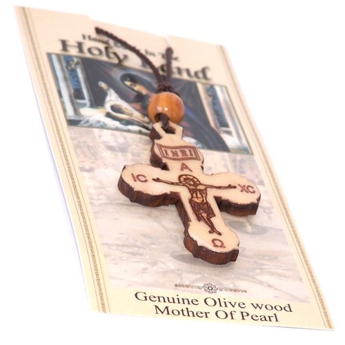 Eastern style Olivewood Crucifix with Mother of Pearls (60cm / 23.5 inches, Cross is 5cm or 2 inches)、mySite、topwebapps