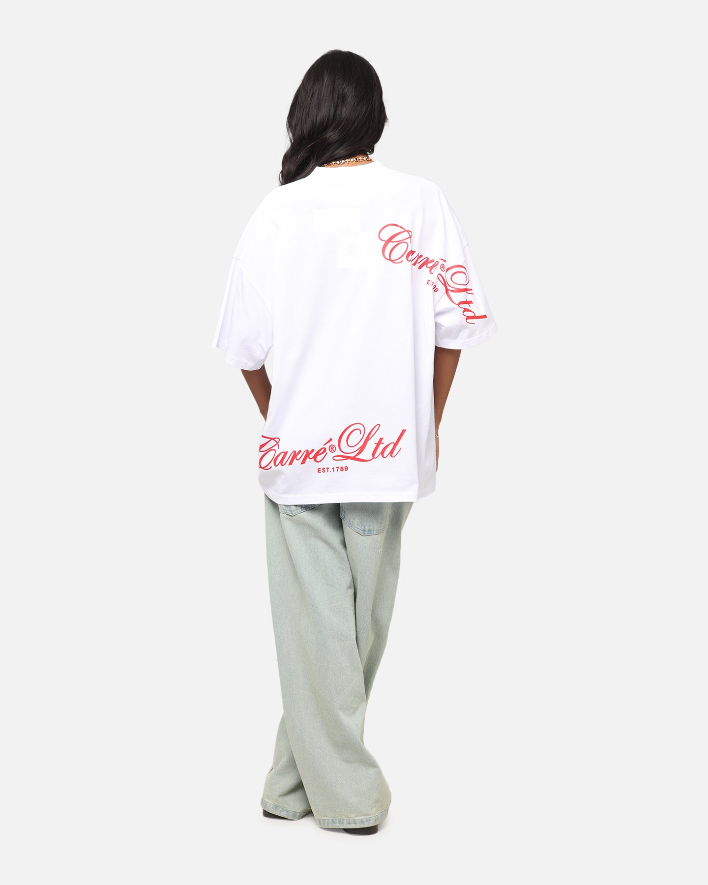Carre Side Script Oversized T-Shirt White/Red、mySite、zt4zffjzw