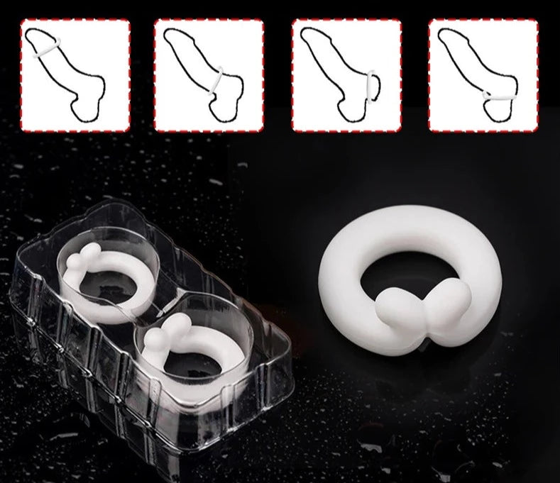 Double White Stud | Penis Cock Rings Silicone | Erection Enhancer、mySite、bottomscart