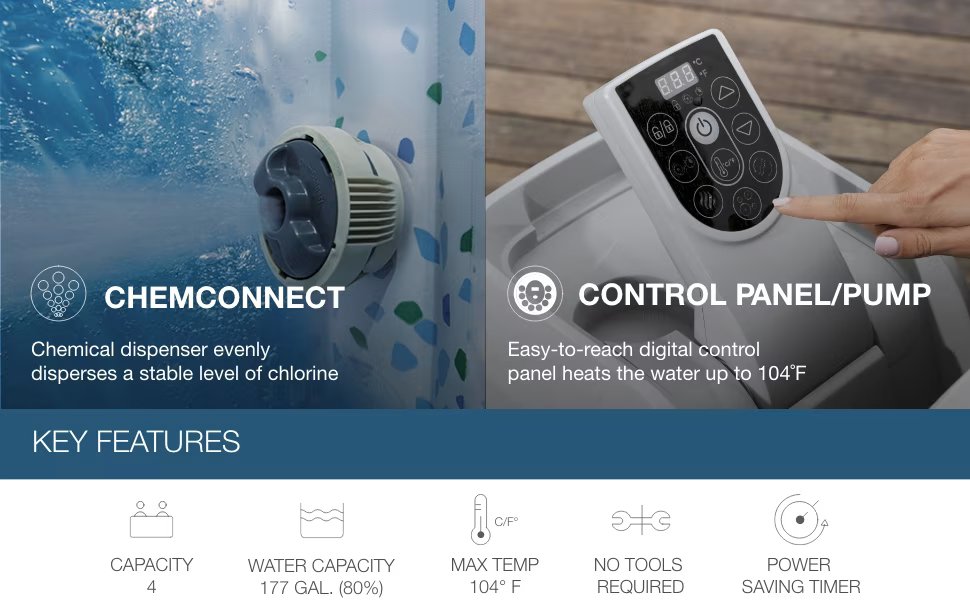 hot tubs spas outdoor bath 60 jets portable fits two four people bathtub side plug in rigid foam lay