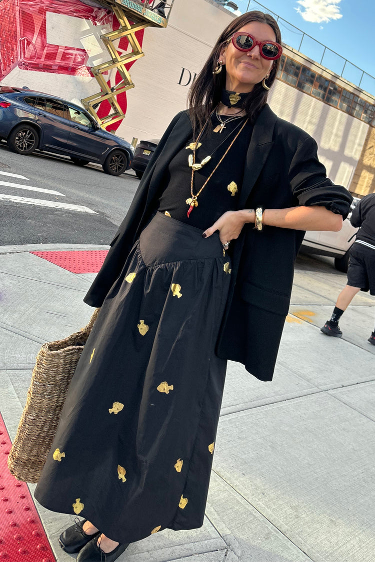 Black Marra Skirt With Gold Fish Fleck、mySite、solidvoid
