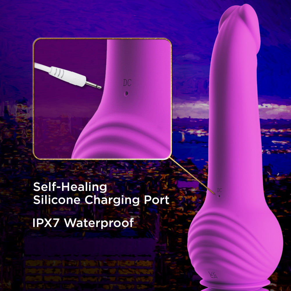 Impressions By Blush® | New York Gyro-Quake™ 9.75 Inch Vibrating & Thumping G Spot Dildo – Platinum Cured Silicone - Purple、mySite、bottomscart