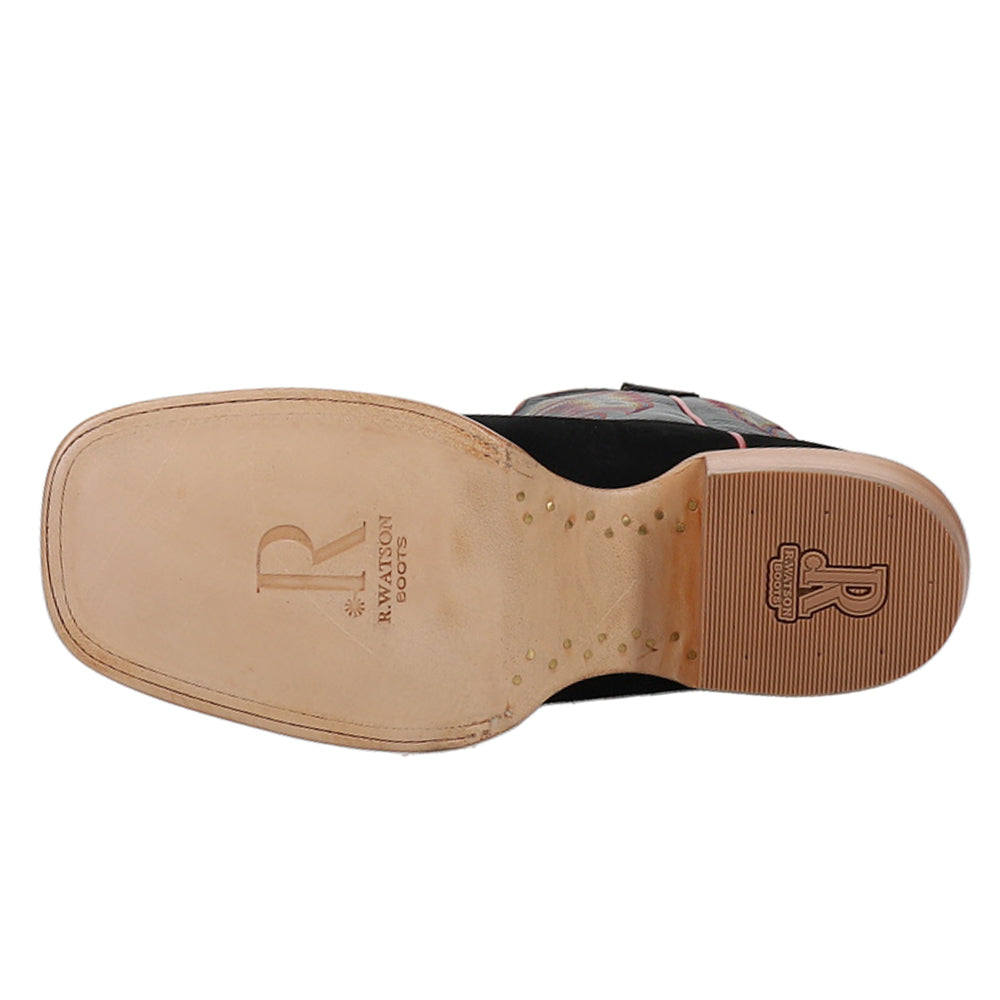 Black Rough Out Wide Embroidered Square Toe Cowboy Boots、mySite、gtrtttuynbv