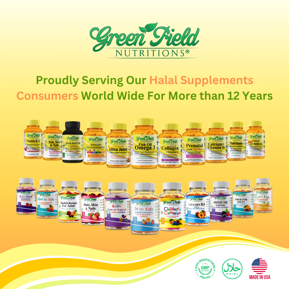 Greenfield Nutritions - Halal Multivitamin with Minerals for Women and Men Adult (Gelatin Free) - 60 Tablets Halal Vitamins、mySite、topwebapps