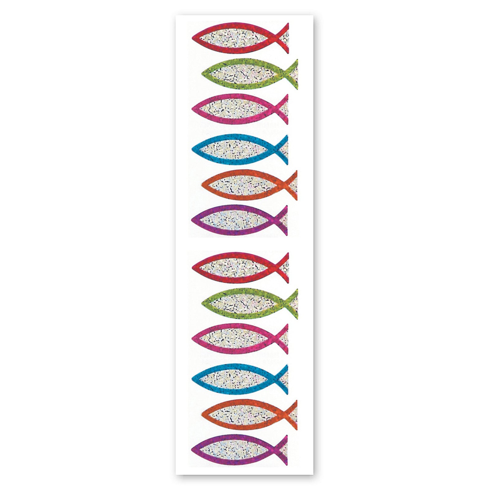  Christian Fish Symbol Sparkly Prismatic Stickers - Packaged、mySite、ghnorth