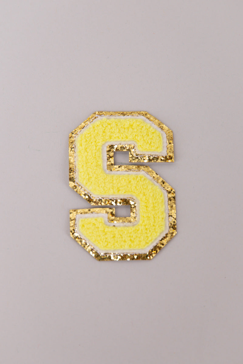 Chenille Adhesive Letter Patches- Yellow 5.5cm、mySite、hinf8tx79