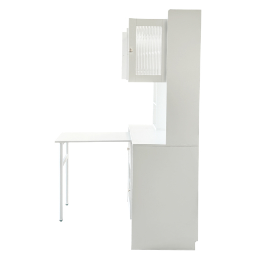 Home Office Computer Desk with Hutch, Antiqued White finish、、casual