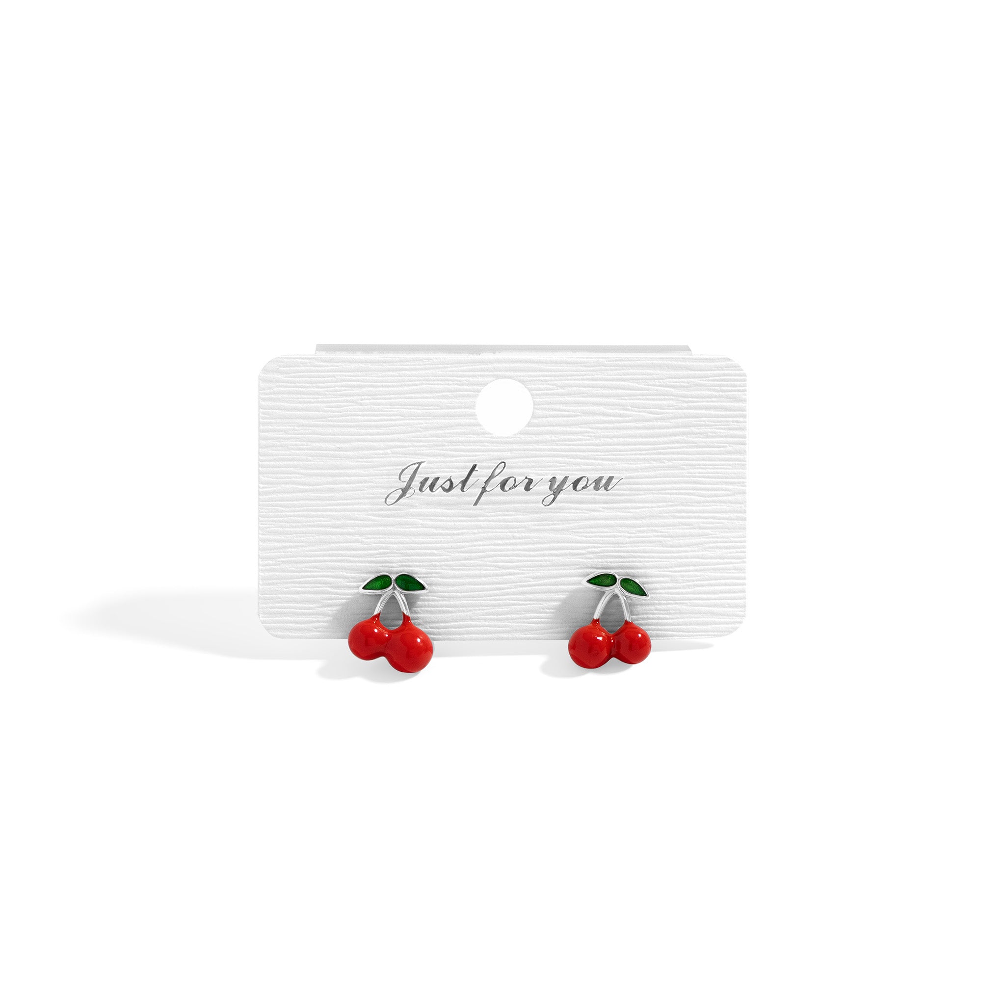 18K Gold PVD Stainless Steel Enamel Cherry Stud Earrings / ERJ0082、mySite、dreamappss