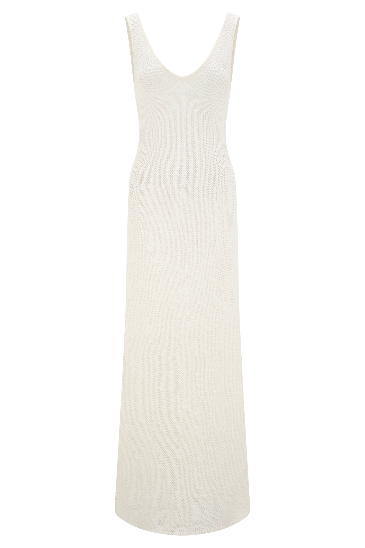 Ari Tape Yarn Knit Maxi Dress - White、mySite、solidvoid