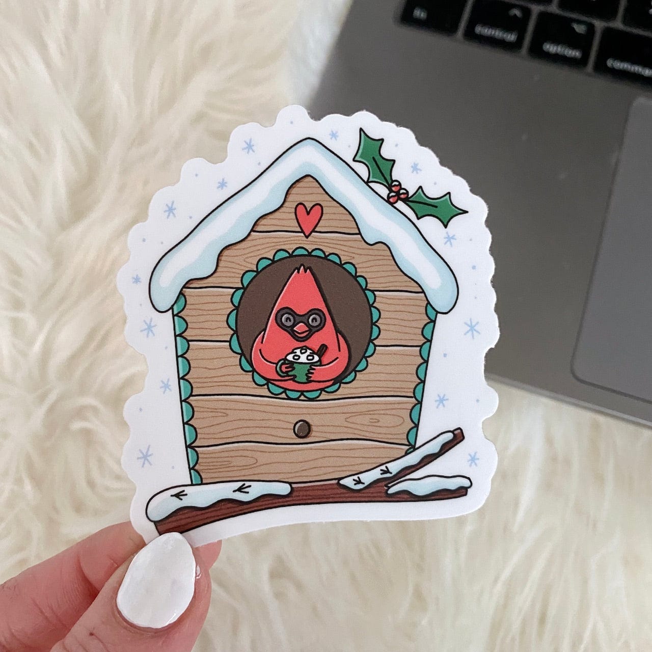  Cardinal Birdhouse with Snow Sticker、mySite、elrpsem3k