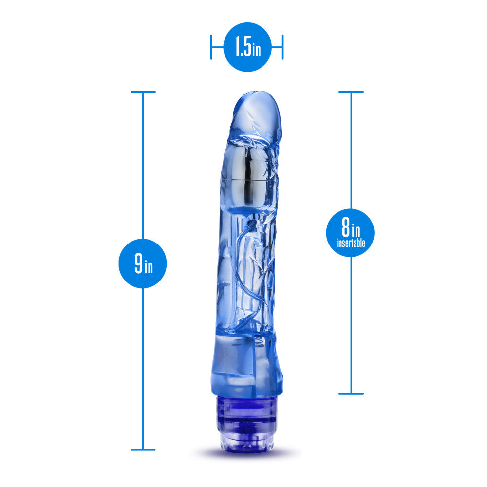 Naturally Yours By Blush® | Mambo Vibe Realistic Curved Blue 9-Inch Long Vibrating Dildo、mySite、bottomscart